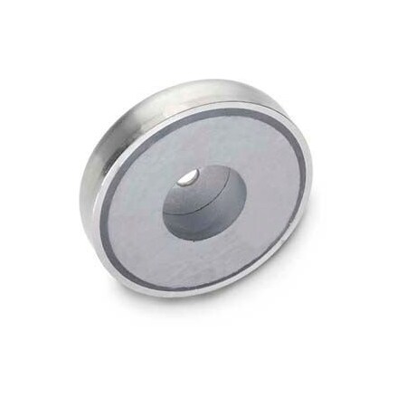 J.W. Winco Retaining Magnet Assembly w/ Thru Hole - 2.48" Dia. Stainless Steel 50.45-HF-63